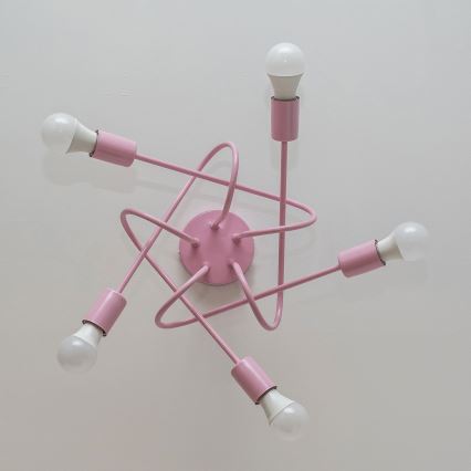 OXFORD Flush-mounted ceiling light 5xE27/15W/230V Pink