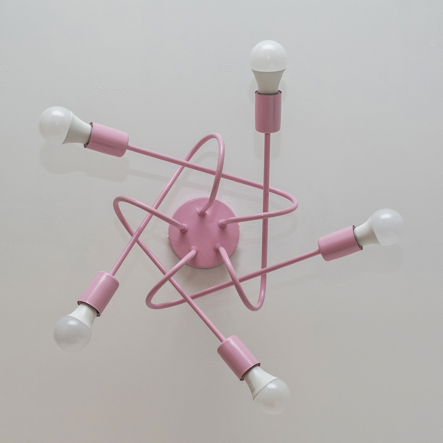 OXFORD Flush-mounted ceiling light 5xE27/15W/230V Pink