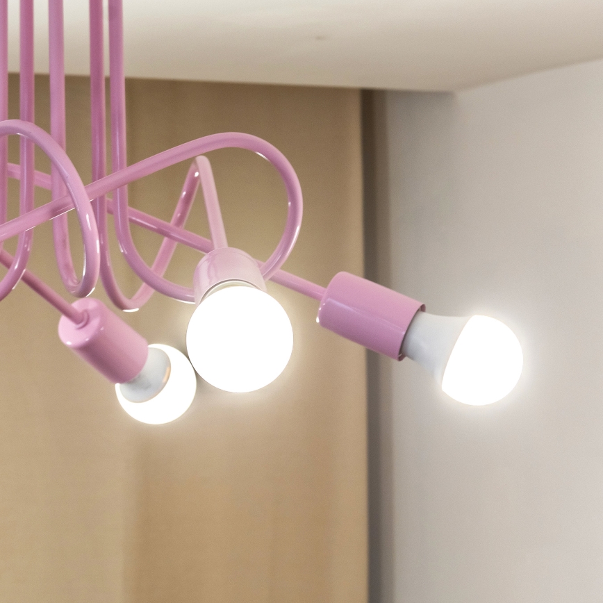 OXFORD Flush-mounted ceiling light 5xE27/15W/230V Pink