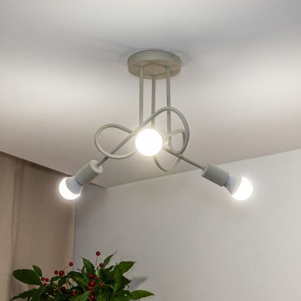 OXFORD Flush‑Mount Ceiling Light, 3x E27/15W/230V, Cream