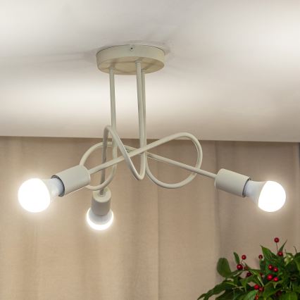 OXFORD Flush‑Mount Ceiling Light, 3x E27/15W/230V, Cream