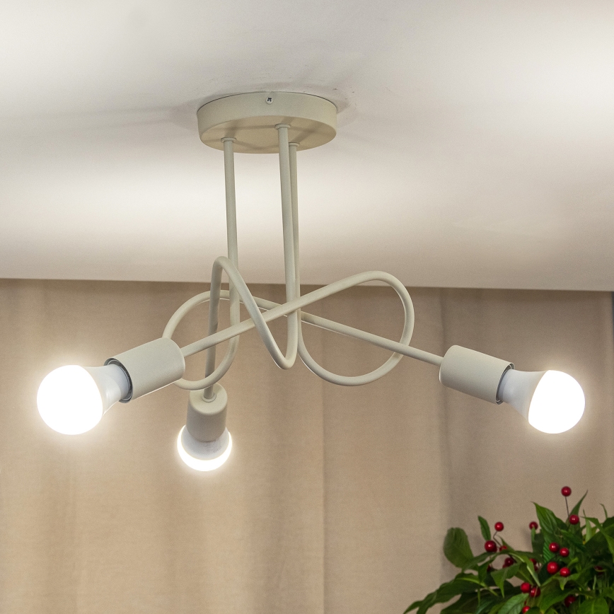 OXFORD Flush‑Mount Ceiling Light, 3x E27/15W/230V, Cream