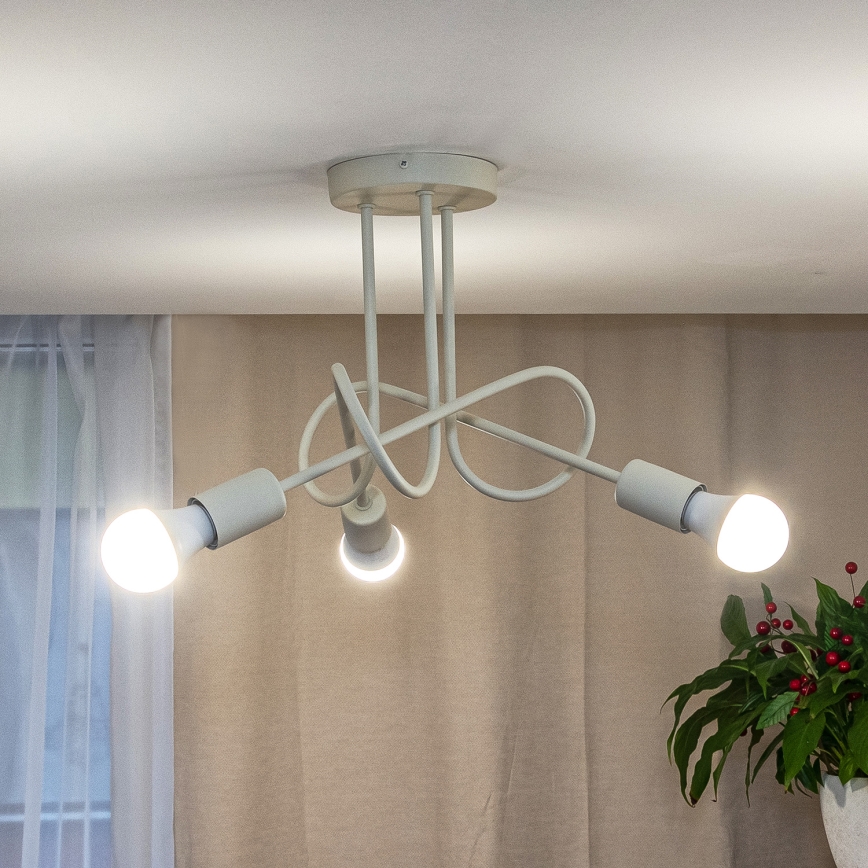 OXFORD Flush‑Mount Ceiling Light, 3x E27/15W/230V, Cream