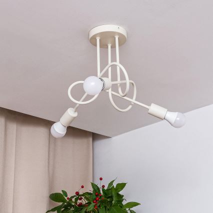 OXFORD Flush‑Mount Ceiling Light, 3x E27/15W/230V, Cream