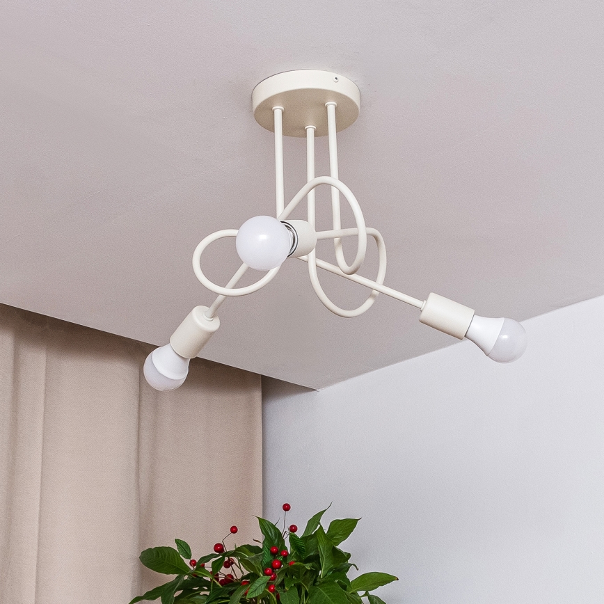 OXFORD Flush‑Mount Ceiling Light, 3x E27/15W/230V, Cream
