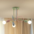 OXFORD Flush‑Mount Chandelier 3xE27/15W/230V Green/Pink/Blue