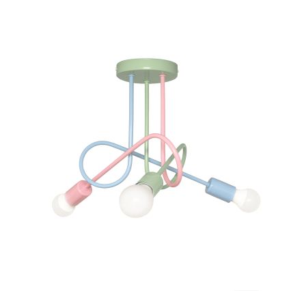 OXFORD Flush‑Mount Chandelier 3xE27/15W/230V Green/Pink/Blue