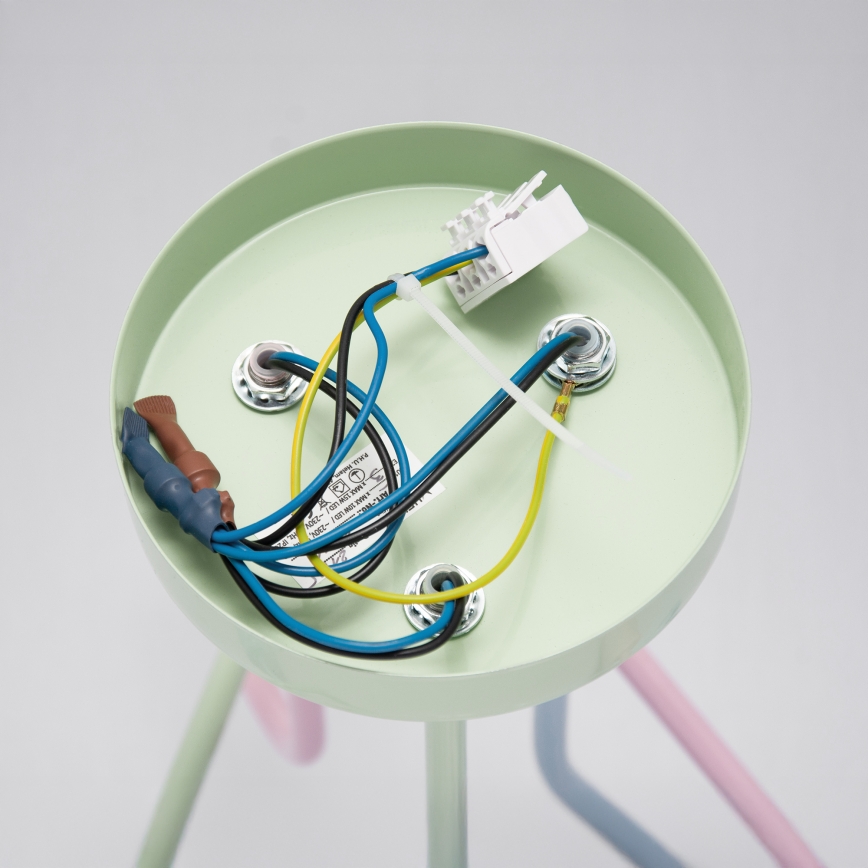 OXFORD Flush‑Mount Chandelier 3xE27/15W/230V Green/Pink/Blue