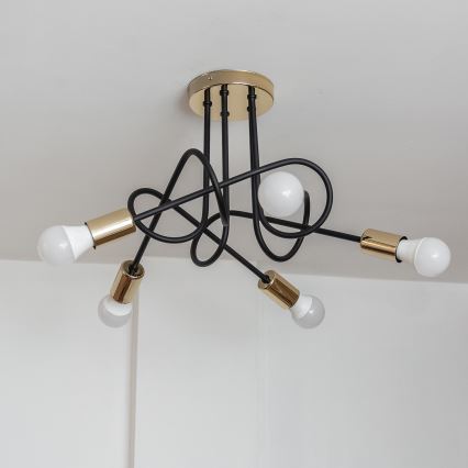 OXFORD Flush‑mount chandelier 5xE27/15W/230V, gold/black