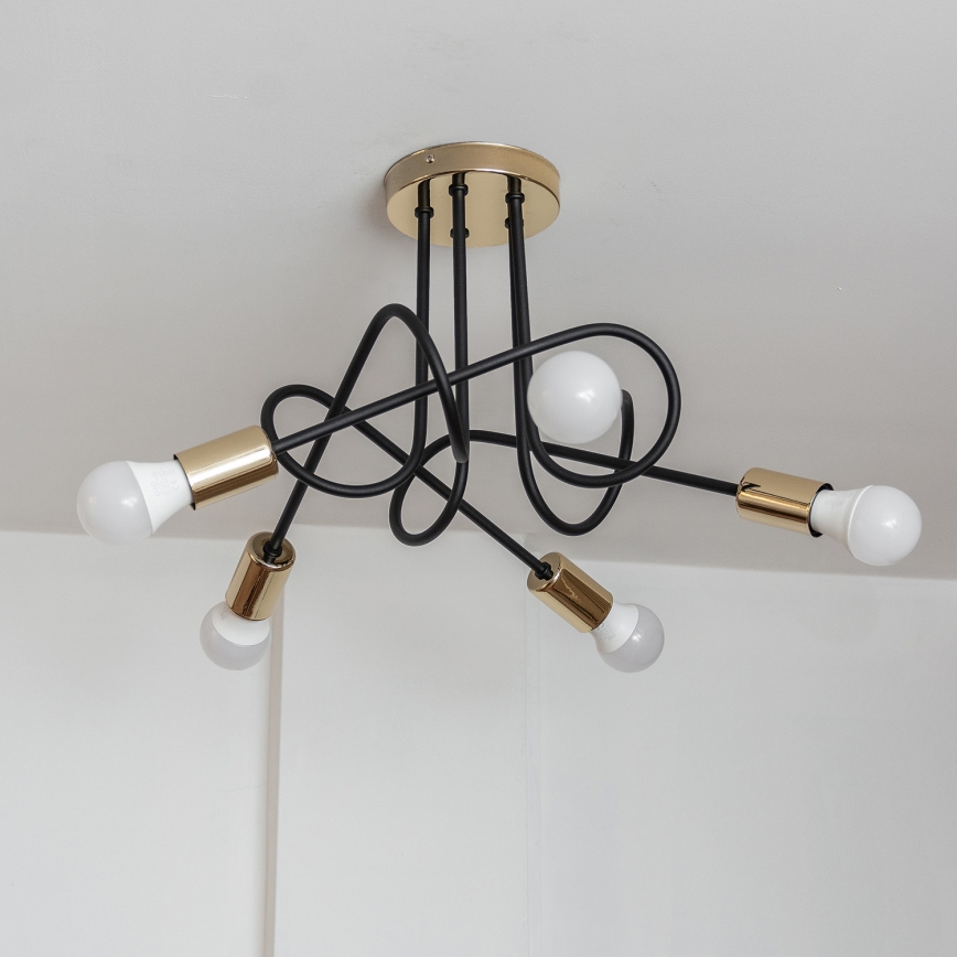 OXFORD Flush‑mount chandelier 5xE27/15W/230V, gold/black