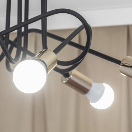 OXFORD Flush‑mount chandelier 5xE27/15W/230V, gold/black