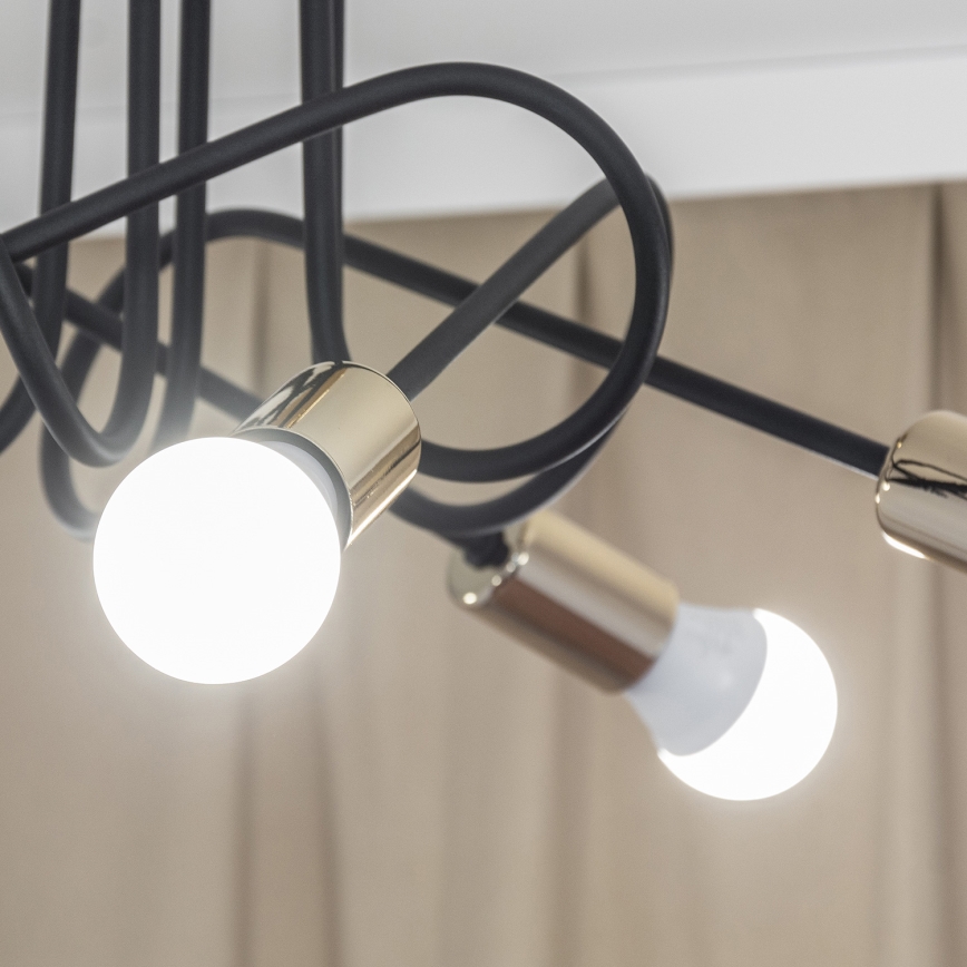 OXFORD Flush‑mount chandelier 5xE27/15W/230V, gold/black