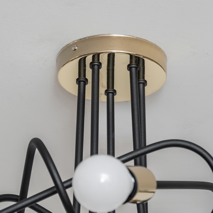 OXFORD Flush‑mount chandelier 5xE27/15W/230V, gold/black