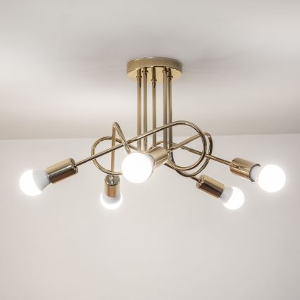 OXFORD Semi-flush chandelier 5xE27/15W/230V Gold
