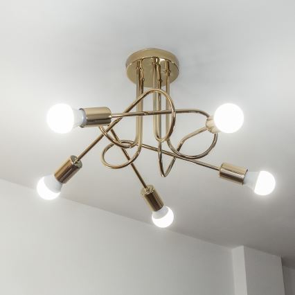 OXFORD Semi-flush chandelier 5xE27/15W/230V Gold