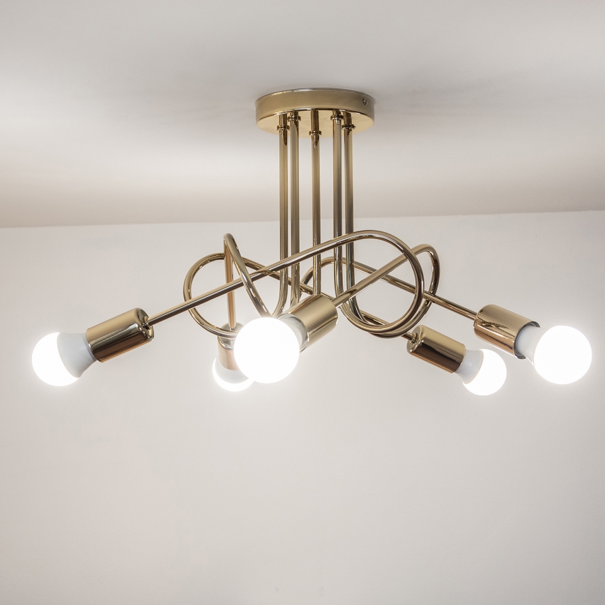 OXFORD Semi-flush chandelier 5xE27/15W/230V Gold