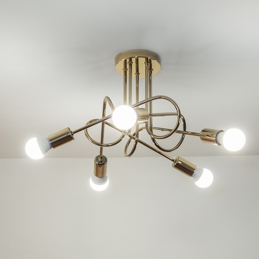 OXFORD Semi-flush chandelier 5xE27/15W/230V Gold