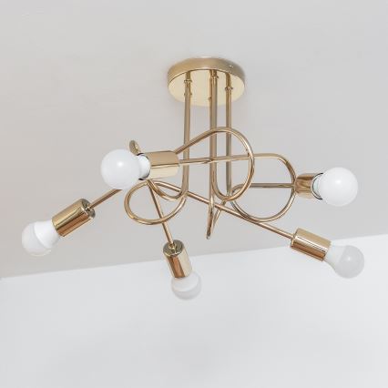 OXFORD Semi-flush chandelier 5xE27/15W/230V Gold