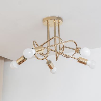 OXFORD Semi-flush chandelier 5xE27/15W/230V Gold
