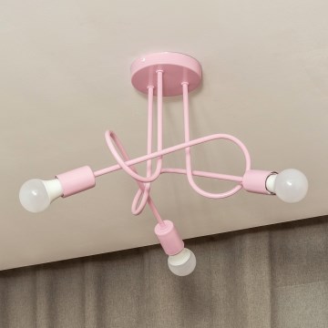 OXFORD Surface-Mounted Ceiling Light 3xE27/15W/230V, Pink