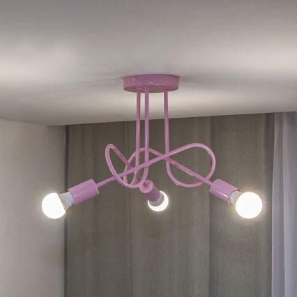 OXFORD Surface-Mounted Ceiling Light 3xE27/15W/230V, Pink
