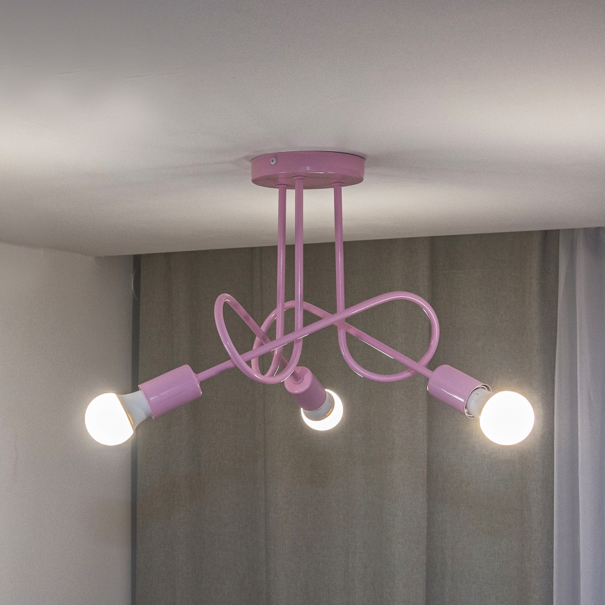 OXFORD Surface-Mounted Ceiling Light 3xE27/15W/230V, Pink