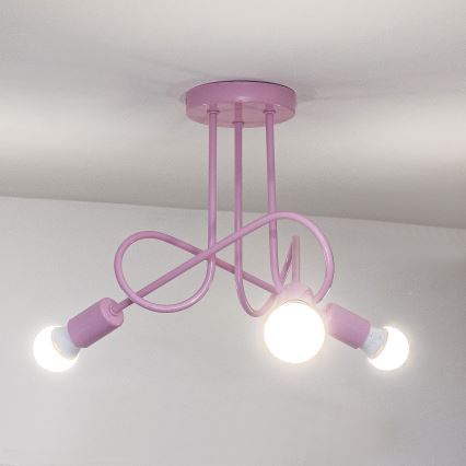 OXFORD Surface-Mounted Ceiling Light 3xE27/15W/230V, Pink