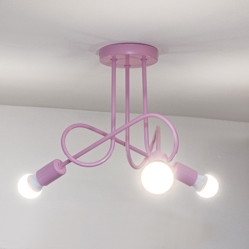 OXFORD Surface-Mounted Ceiling Light 3xE27/15W/230V, Pink