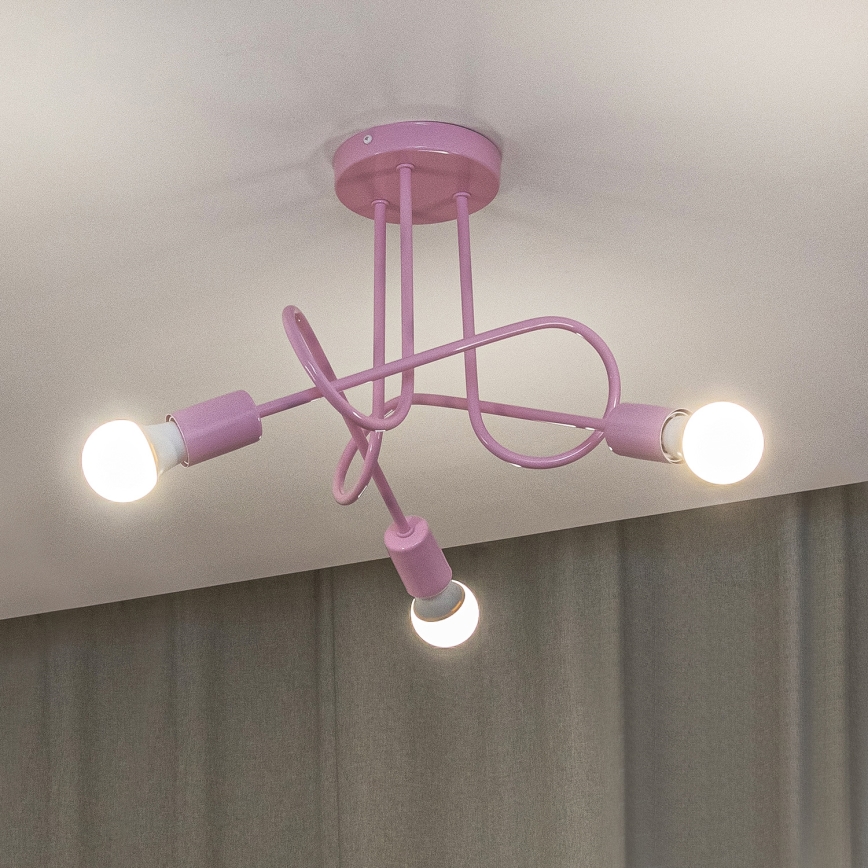 OXFORD Surface-Mounted Ceiling Light 3xE27/15W/230V, Pink