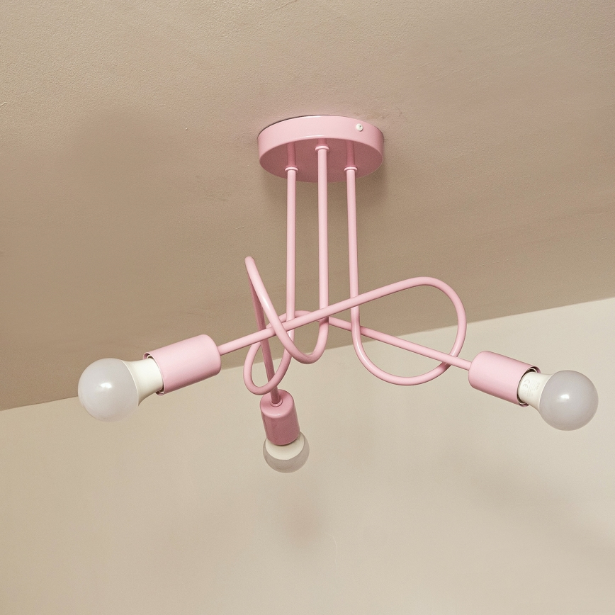 OXFORD Surface-Mounted Ceiling Light 3xE27/15W/230V, Pink