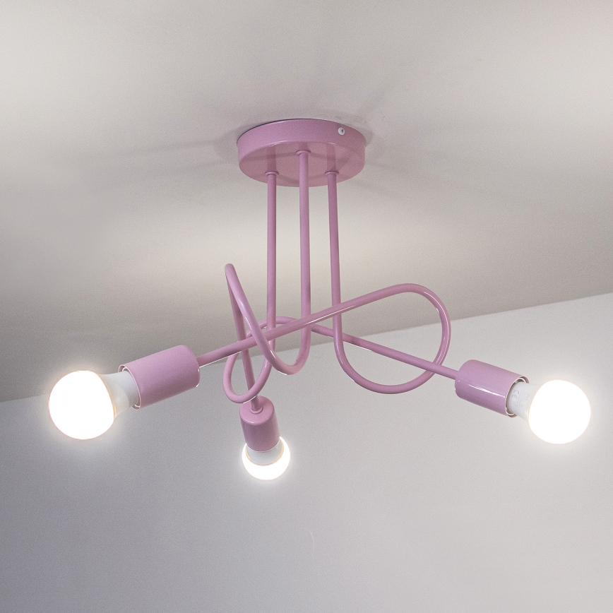 OXFORD Surface-Mounted Ceiling Light 3xE27/15W/230V, Pink