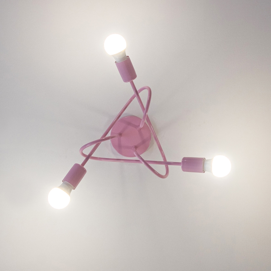 OXFORD Surface-Mounted Ceiling Light 3xE27/15W/230V, Pink