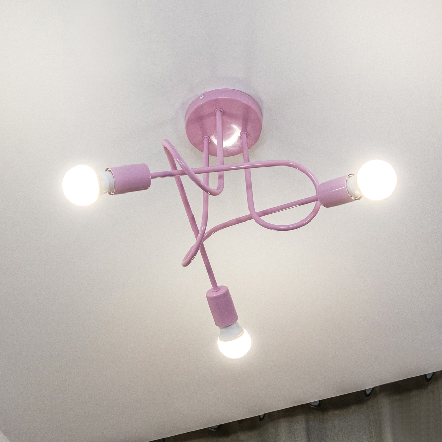 OXFORD Surface-Mounted Ceiling Light 3xE27/15W/230V, Pink