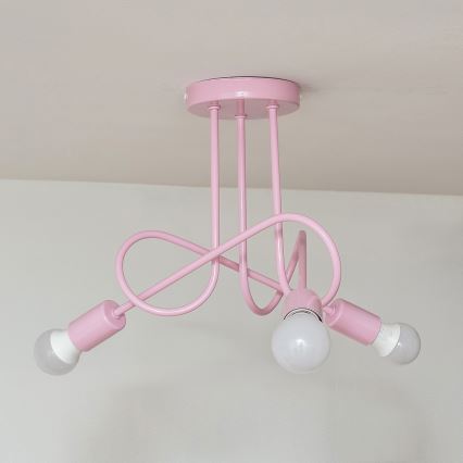 OXFORD Surface-Mounted Ceiling Light 3xE27/15W/230V, Pink