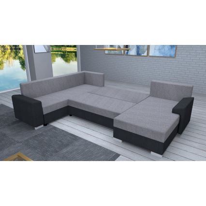 OXFORD Upholstered U-Shaped Convertible Sofa, Universal Configuration, Black/Grey