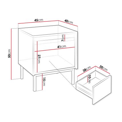 OZMI Bedside Table 45x50 cm White