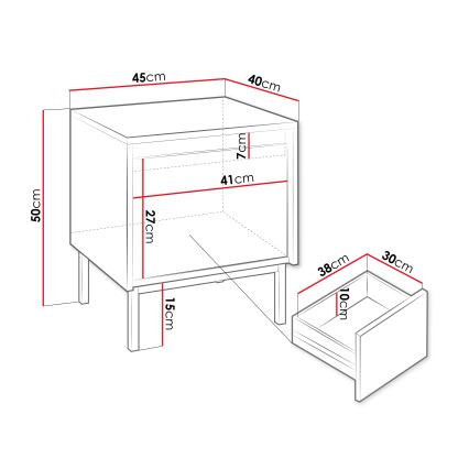 OZMI Bedside Table 50x45 cm Cashmere
