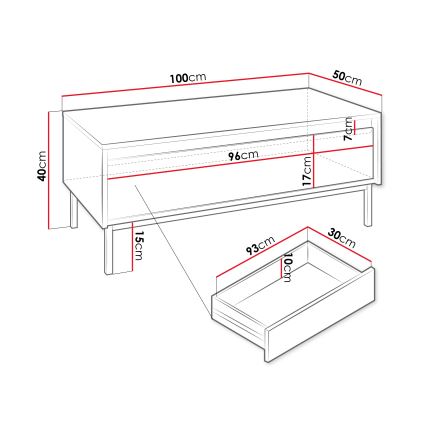 OZMI Coffee Table 40x100 cm, White