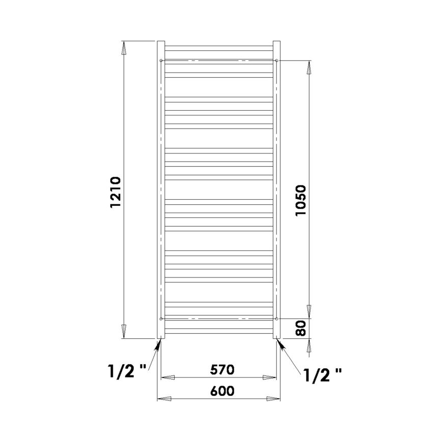 P.M.H. AV4B - AVENTO Bathroom Ladder Towel Radiator, 567 W, 121 cm, Black