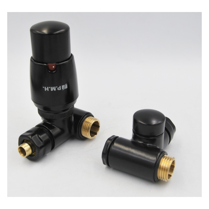 P.M.H. INTER-LB - Left-hand valve with INTER thermostatic head/black
