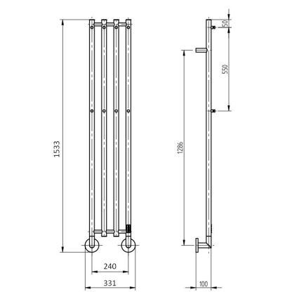 P.M.H. MO1B-R - Electric towel warmer MONA 93W/230V 153.3 cm IP44 black