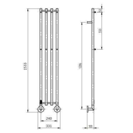 P.M.H. MO1B-RK - MONA Electric Towel Warmer 93W/230V 153,3 cm IP44 Black