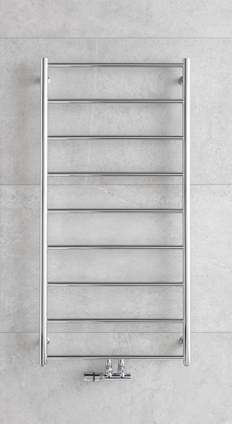 P.M.H. NS4C-M - NAAS Bathroom Heated Towel Rail 222 W, 121 cm, Polished Chrome