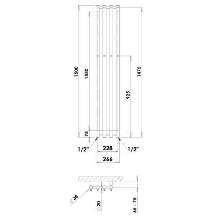 P.M.H. R2C - ROSENDAL Ladder-Style Bathroom Heated Towel Rail 350W 150 cm Polished Chrome