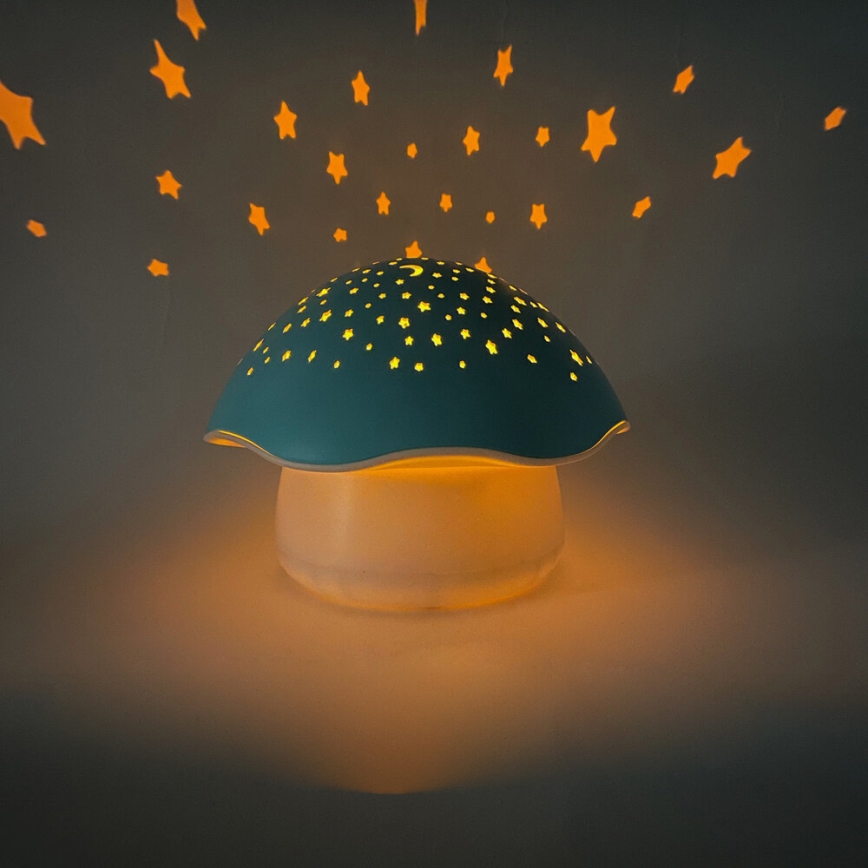 PABOBO - Projector with a melody STAR MUSHROOM 3xAA blue