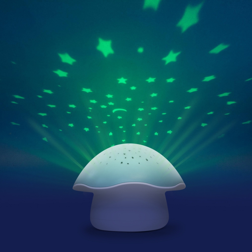 PABOBO - Projector with a melody STAR MUSHROOM 3xAA blue