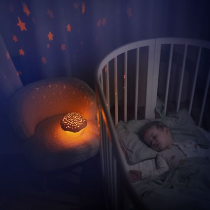 PABOBO - Projector with a melody STAR MUSHROOM 3xAA blue