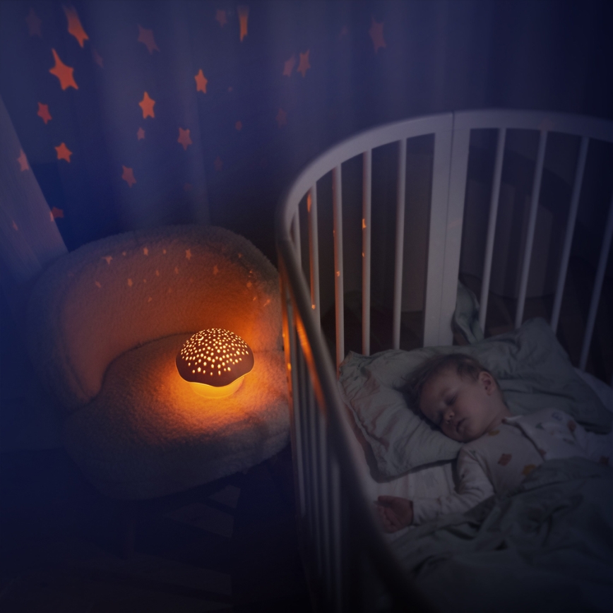 PABOBO - Projector with a melody STAR MUSHROOM 3xAA blue