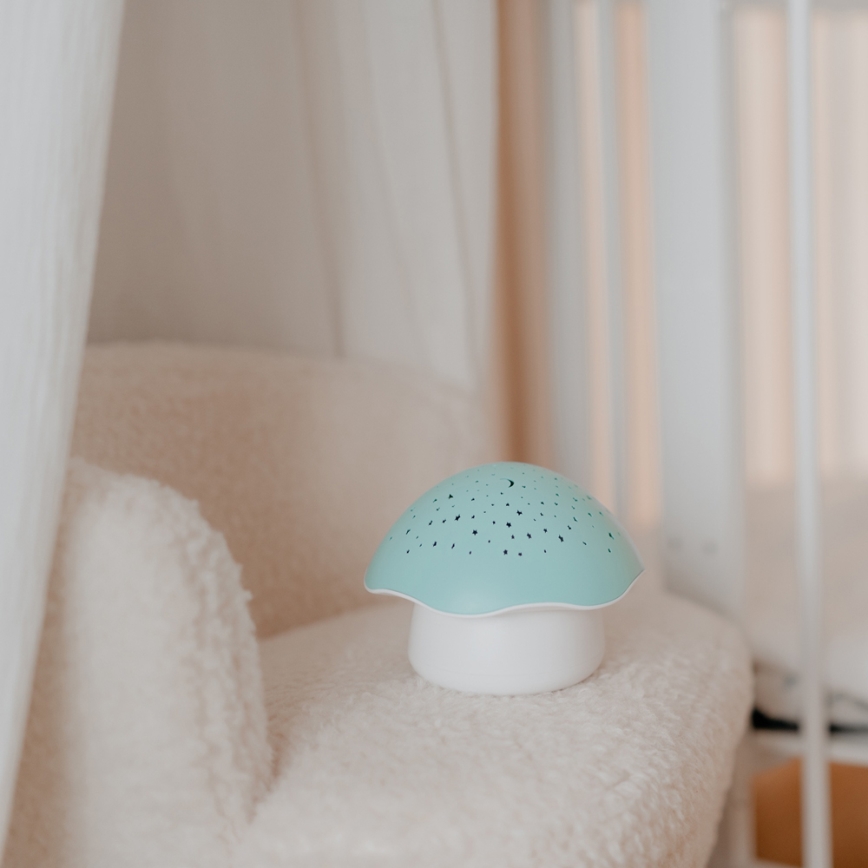 PABOBO - Projector with a melody STAR MUSHROOM 3xAA blue