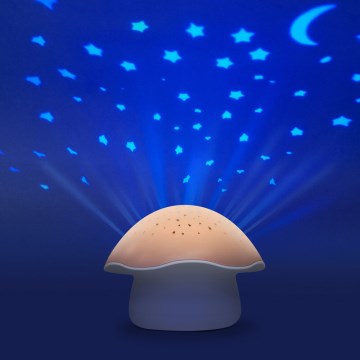 PABOBO - Projector with melody STAR MUSHROOM 3xAA salmon pink